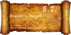Bogdán Dezső névjegykártya
